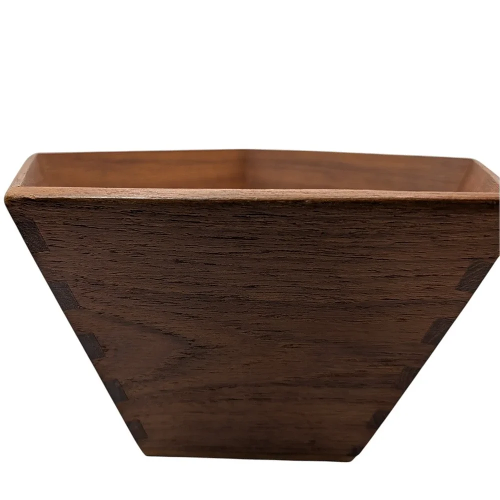 Vintage Sowe Teakwood Bowl Dovetail Handmade Pentagon Sweden Mid‎ Century SEE